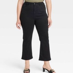 22W Ava & Viv High Rise Ankle Bootcut Jeans Stretch Black NEW